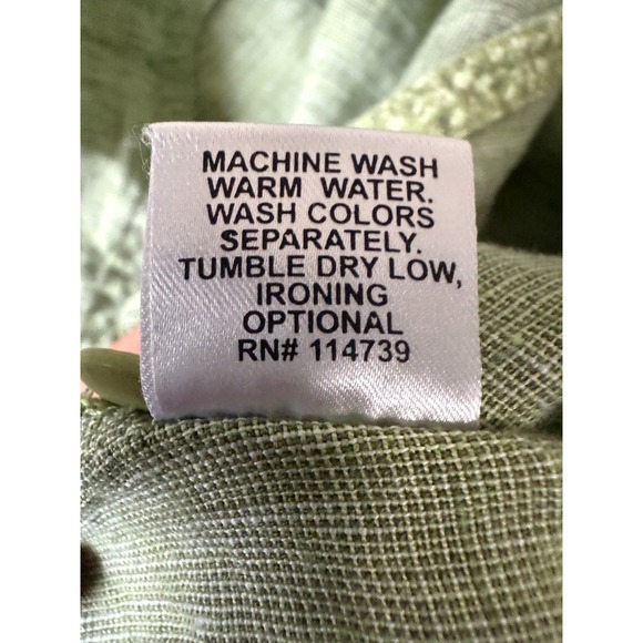 FLAX 1G Green Linen Button Front Top‎ Women 1X Lagenlook Minimalist Casual Artsy - Picture 13 of 15